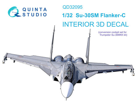 Quinta Studio QD32095 - Su-30SM 3D-Printed &amp; coloured Interior on decal paper (conversion for Trumpeter Su-30MKK) - 1:32