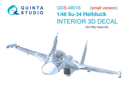 Quinta Studio QDS-48018 - Su-34 3D-Printed &amp; coloured Interior on decal paper (for Kitty Hawk kit) - Small Version - 1:48