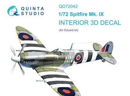 Quinta Studio QD72042 - Spitfire Mk.IX 3D-Printed &amp; coloured Interior on decal paper (for Eduard) - 1:72