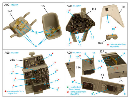 Quinta Studio QD48289 - Ar 196A-3 3D-Printed &amp; coloured Interior on decal paper (for Italeri kit) - 1:48