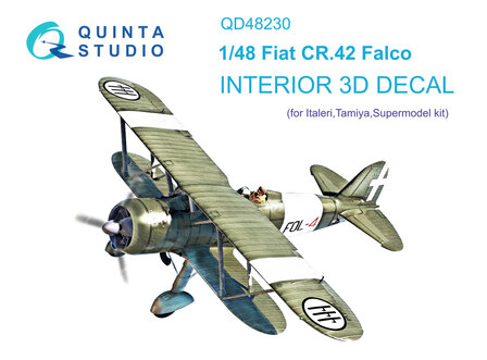 Quinta Studio QD48230 - Fiat CR.42 3D-Printed &amp; coloured Interior on decal paper (for Italeri kit) - 1:48