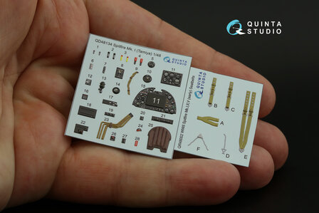 Quinta Studio QD48134 - Spitfire Mk.I 3D-Printed &amp; coloured Interior on decal paper (for Tamiya kit) - 1:48