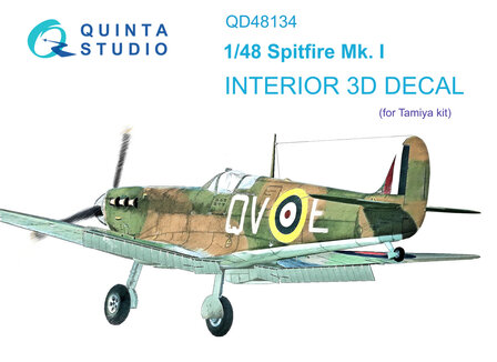 Quinta Studio QD48134 - Spitfire Mk.I 3D-Printed &amp; coloured Interior on decal paper (for Tamiya kit) - 1:48