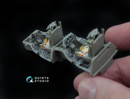 Quinta Studio QD48045 - F-16D (block 30/40/50) 3D-Printed &amp; coloured Interior on decal paper (for Kinetic kit) - 1:48