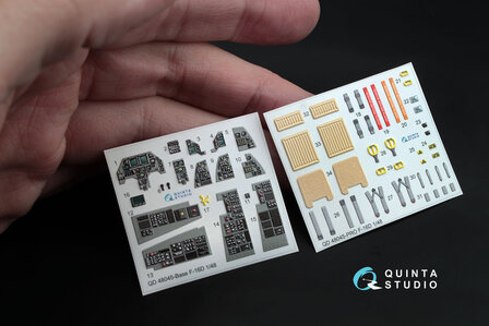 Quinta Studio QD48045 - F-16D (block 30/40/50) 3D-Printed &amp; coloured Interior on decal paper (for Kinetic kit) - 1:48