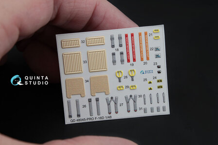 Quinta Studio QD48045 - F-16D (block 30/40/50) 3D-Printed &amp; coloured Interior on decal paper (for Kinetic kit) - 1:48