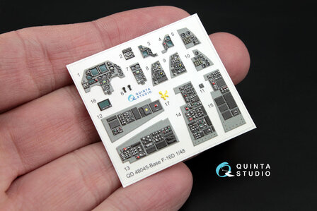 Quinta Studio QD48045 - F-16D (block 30/40/50) 3D-Printed &amp; coloured Interior on decal paper (for Kinetic kit) - 1:48