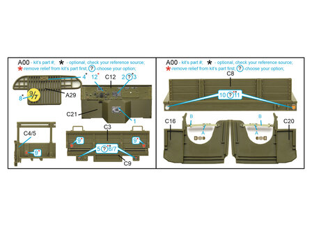 Quinta Studio QD48029 - GMC CCKW 353 (open cab) 3D-Printed &amp; coloured Interior on decal paper (for Tamiya kit) - 1:48