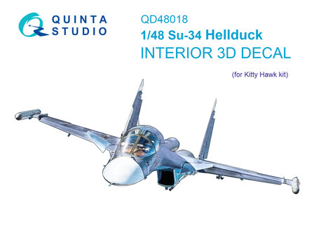 Quinta Studio QD48018 - Su-34 3D-Printed &amp; coloured Interior on decal paper (for Kitty Hawk kit) - 1:48