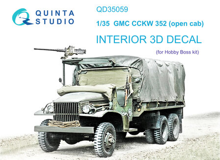 Quinta Studio QD35059 - GMC CCKW 352 Open Cab 3D-Printed &amp; coloured Interior on decal paper (for HobbyBoss kit) - 1:35