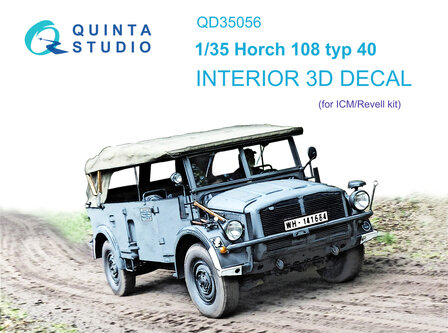 Quinta Studio QD35056 - Horch 108 typ 40 3D-Printed &amp; coloured Interior on decal paper (for ICM kit) - 1:35