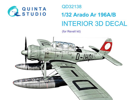 Quinta Studio QD32138 - Ar 196A/B 3D-Printed &amp; coloured Interior on decal paper (for Revell kit) - 1:32