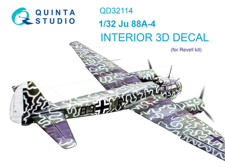 Quinta Studio QD32114 - Ju 88A-4 3D-Printed &amp; coloured Interior on decal paper (for Revell kit) - 1:32