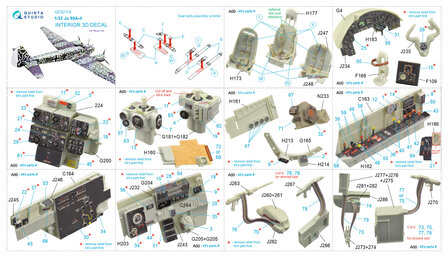 Quinta Studio QD32114 - Ju 88A-4 3D-Printed &amp; coloured Interior on decal paper (for Revell kit) - 1:32