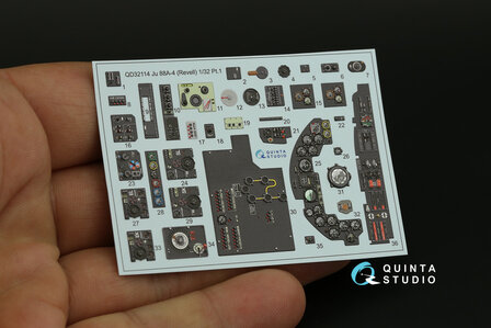 Quinta Studio QD32114 - Ju 88A-4 3D-Printed &amp; coloured Interior on decal paper (for Revell kit) - 1:32