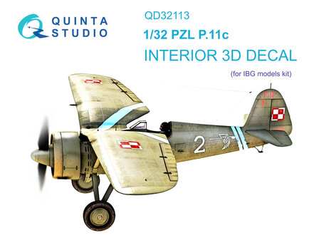 Quinta Studio QD32113 - PZL P.11c 3D-Printed &amp; coloured Interior on decal paper (for IBG model kit) - 1:32