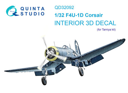 Quinta Studio QD32092 - F4U-1D 3D-Printed &amp; coloured Interior on decal paper (for Tamiya kit) - 1:32