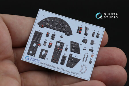 Quinta Studio QD32092 - F4U-1D 3D-Printed &amp; coloured Interior on decal paper (for Tamiya kit) - 1:32