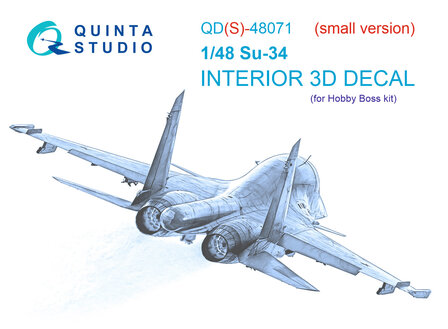 Quinta Studio QDS-48071 - Su-34 3D-Printed &amp; coloured Interior on decal paper (for HobbyBoss kit) - Small Version - 1:48