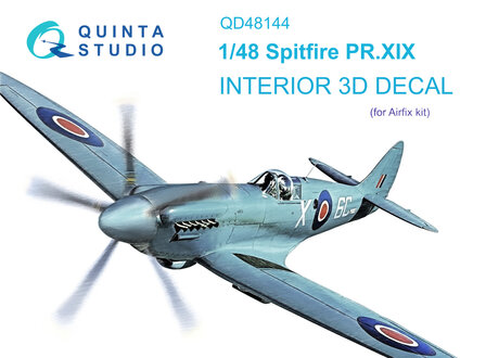 Quinta Studio QD48144 - Spitfire PR.XIX 3D-Printed &amp; coloured Interior on decal paper (for Airfix kit) - 1:48