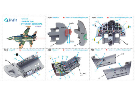 Quinta Studio QD48220 - F-5A 3D-Printed &amp; coloured Interior on decal paper (for Kinetic kit) - 1:48