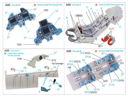 Quinta Studio QD48212 - Su-30MKK 3D-Printed &amp; coloured Interior on decal paper ( for KittyHawk kit) - 1:48