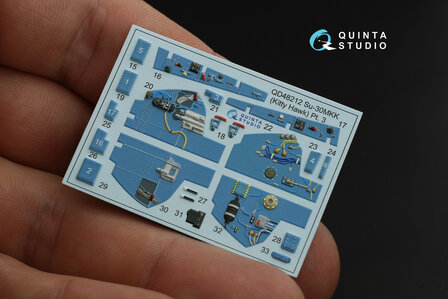 Quinta Studio QD48212 - Su-30MKK 3D-Printed &amp; coloured Interior on decal paper ( for KittyHawk kit) - 1:48