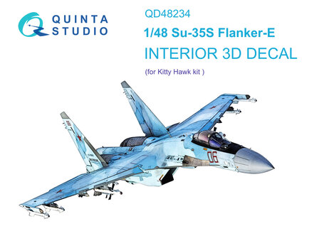 Quinta Studio QD48234 - Su-35S 3D-Printed &amp; coloured Interior on decal paper (for KittyHawk kit) - 1:48