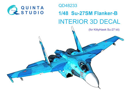 Quinta Studio QD48233 - Su-27SM 3D-Printed &amp; coloured Interior on decal paper (for KittyHawk kit) - 1:48