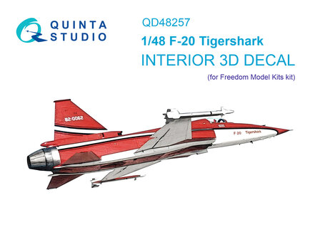 Quinta Studio QD48257 - F-20 Tigershark 3D-Printed &amp; coloured Interior on decal paper (for Freedom Model kit) - 1:48