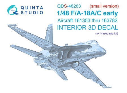 Quinta Studio QDS-48283 - F/A-18A / C early 3D-Printed &amp; coloured Interior on decal paper (for Hasegawa kit) - Small Version - 1:48