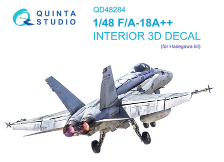 Quinta Studio QD48284 - F/A-18A++ 3D-Printed &amp; coloured Interior on decal paper (for Hasegawa kit) - 1:48