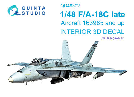 Quinta Studio QD48302 - F/A-18C late 3D-Printed &amp; coloured Interior on decal paper (for Hasegawa kit) - 1:48