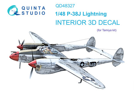 Quinta Studio QD48327 - P-38J 3D-Printed &amp; coloured Interior on decal paper (for Tamiya kit) - 1:48