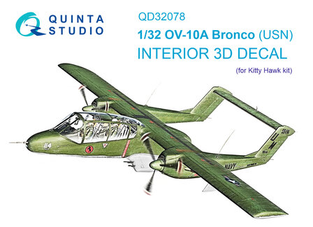 Quinta Studio QD32078 - OV-10A (USN version) 3D-Printed &amp; coloured Interior on decal paper (for KittyHawk kit) - 1:32