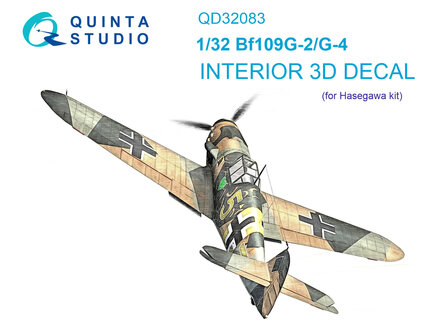 Quinta Studio QD32083 - Bf 109G-2/G-4 3D-Printed &amp; coloured Interior on decal paper (for Hasegawa kit) - 1:32