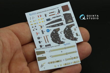 Quinta Studio QD32083 - Bf 109G-2/G-4 3D-Printed &amp; coloured Interior on decal paper (for Hasegawa kit) - 1:32