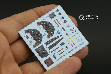 Quinta Studio QD32083 - Bf 109G-2/G-4 3D-Printed &amp; coloured Interior on decal paper (for Hasegawa kit) - 1:32