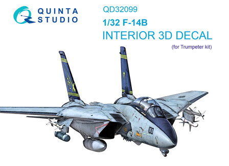 Quinta Studio QD32099 - F-14B 3D-Printed &amp; coloured Interior on decal paper (for Trumpeter kit) - 1:32