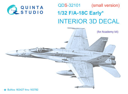 Quinta Studio QDS-32101 - F/A-18C Early 3D-Printed &amp; coloured Interior on decal paper (for Academy kit) - Small Version - 1:32