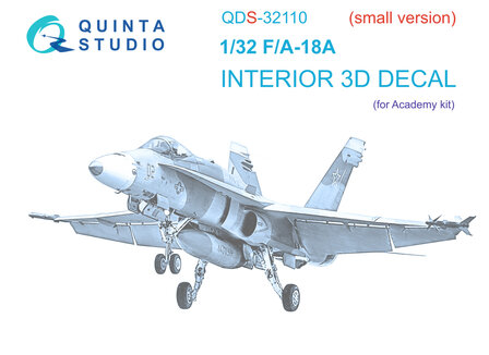 Quinta Studio QDS-32110 - F/A-18A 3D-Printed &amp; coloured Interior on decal paper (for Academy kit) - Small Version - 1:32