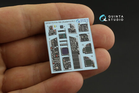 Quinta Studio QDS-32110 - F/A-18A 3D-Printed &amp; coloured Interior on decal paper (for Academy kit) - Small Version - 1:32