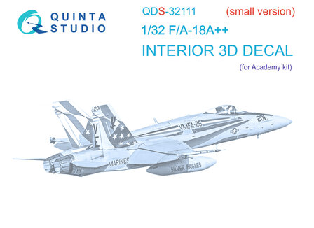 Quinta Studio QDS-32111 - F/A-18A++ 3D-Printed &amp; coloured Interior on decal paper (for Academy kit) - Small Version - 1:32