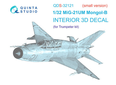 Quinta Studio QDS-32121 - MiG-21UM 3D-Printed &amp; coloured Interior on decal paper (for Trumpeter kit) - Small Version - 1:32