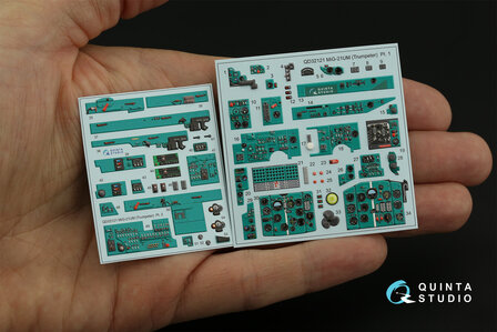 Quinta Studio QDS-32121 - MiG-21UM 3D-Printed &amp; coloured Interior on decal paper (for Trumpeter kit) - Small Version - 1:32