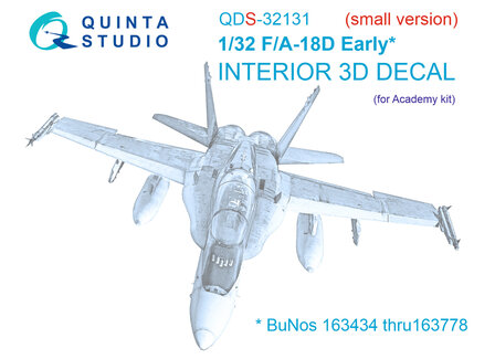 Quinta Studio QDS-32131 - F/A-18D Early 3D-Printed &amp; coloured Interior on decal paper (for Academy kit) - Small Version - 1:32