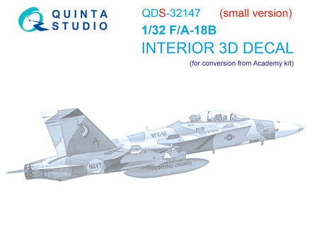 Quinta Studio QDS-32147 - F/A-18B 3D-Printed &amp; coloured Interior on decal paper (for Academy kit) - Small Version - 1:32