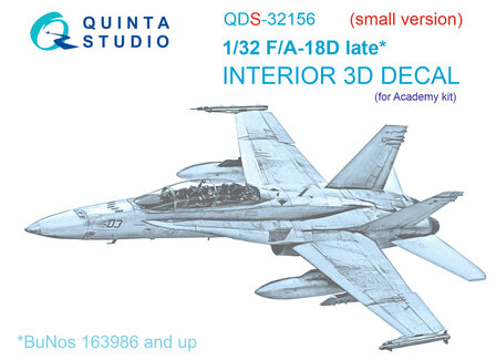 Quinta Studio QDS-32156 - F/A-18D late 3D-Printed &amp; coloured Interior on decal paper (for Academy kit) - Small Version - 1:32