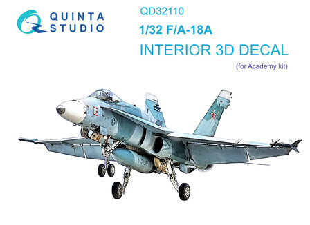 Quinta Studio QD32110 - F/A-18A 3D-Printed &amp; coloured Interior on decal paper (for Academy kit) - 1:32