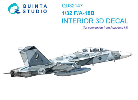 Quinta Studio QD32147 - F/A-18B 3D-Printed &amp; coloured Interior on decal paper (for Academy kit) - 1:32